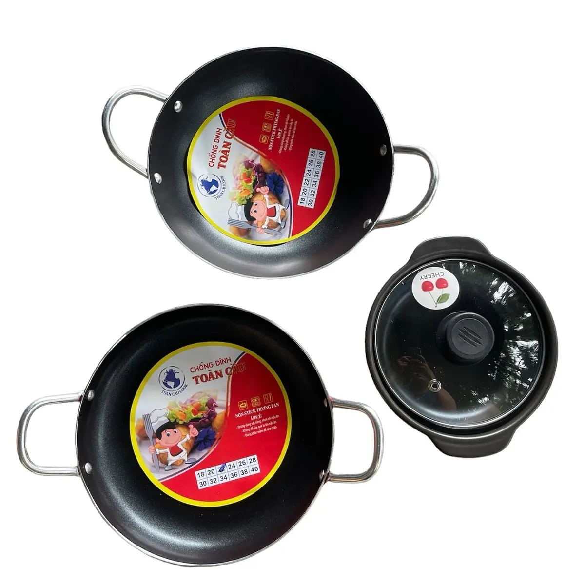 Combo chảo chống dính hoặc nồi đất ( nhiều sự lựa chọn) lưu ý ; chảo nhỏ, không Sài bếp từ