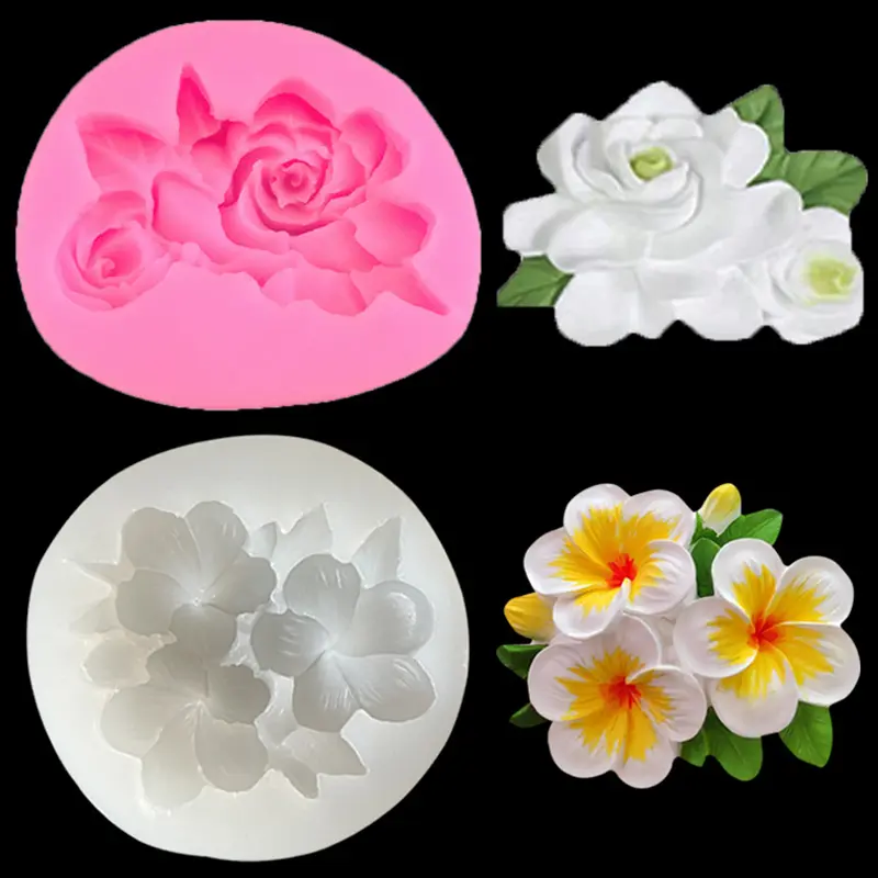 [UUU] แม่พิมพ์ซิลิโคนรูปดอกไม้ 1 ชิ้น Gardenia Plumeria Rubra แม่พิมพ์คัพเค้ก เยลลี่ ลูกอม Fondant ช็อคโกแลต ตกแต่ง เครื่องมืออบ