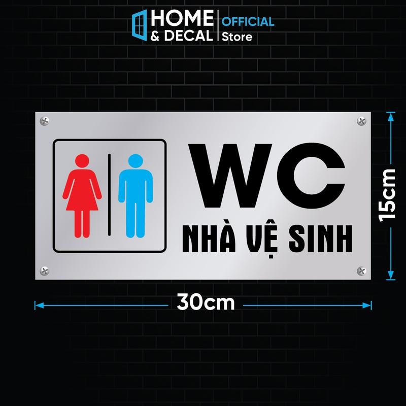 Decal Nhà Vệ Sinh, Decal WC Toilet, Bảng Chỉ Dẫn Nhà Vệ Sinh, Restroom, Khu Vực WC Vệ Sinh Cỡ Lớn Chống Nước Chịu Nắng