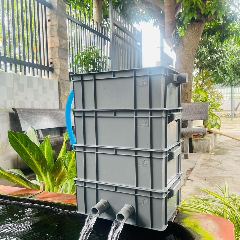  Lọc Thùng Baki Ống Chảy Cho Hồ Cá  Chậu Cá Cảnh Hồ Kính Kích Thước 34x25x13 Màu Xám  Chưa Vll Và Nắp 