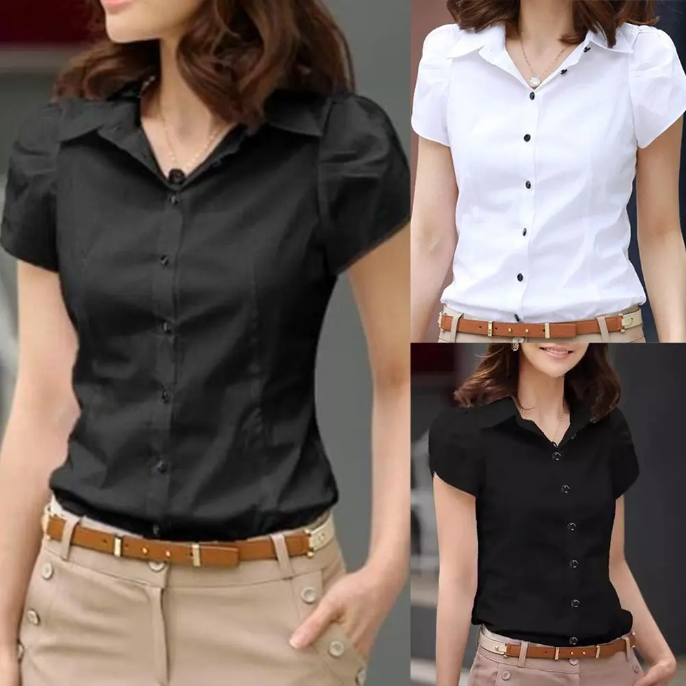 women short-sleeved business summer shirt plus size work clothes Korean style