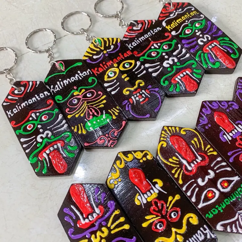 Gantungan Kunci Tameng Dayak lukis Hitam | keychain 2