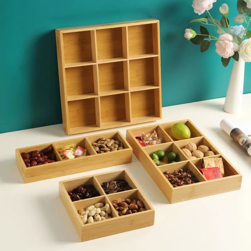 Nine-Grid Fruit Plate Snack Tray Living Room Household Dessert Tray Compartment Plate Candy Nuts Melon Seeds Platter