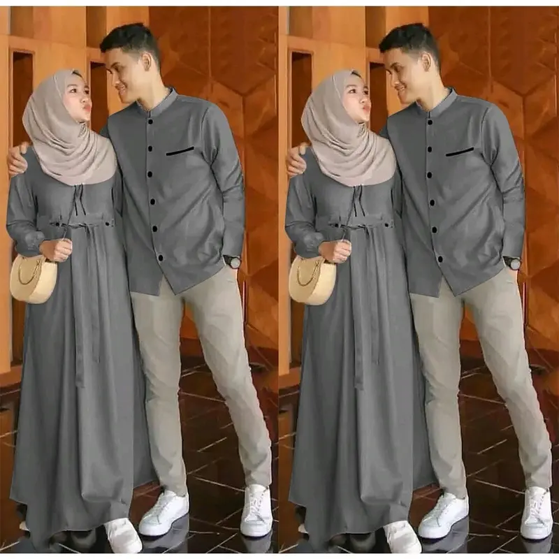 Baju Pasangan Emon Couple Muslim Gamis Koko Sansans Lebaran 0