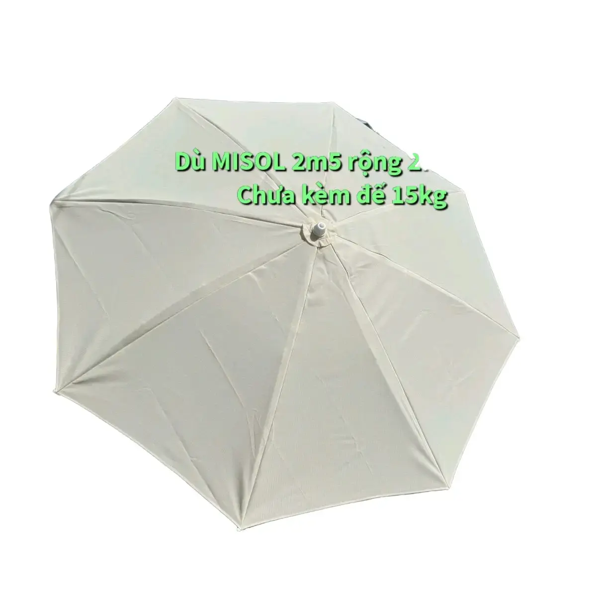 Siêu Sale_ Ô Dù Trắng Kem Vải Cao Cấp PU 600 cao 2m5 rộng 2m2 chưa kèm chân đế 15kg