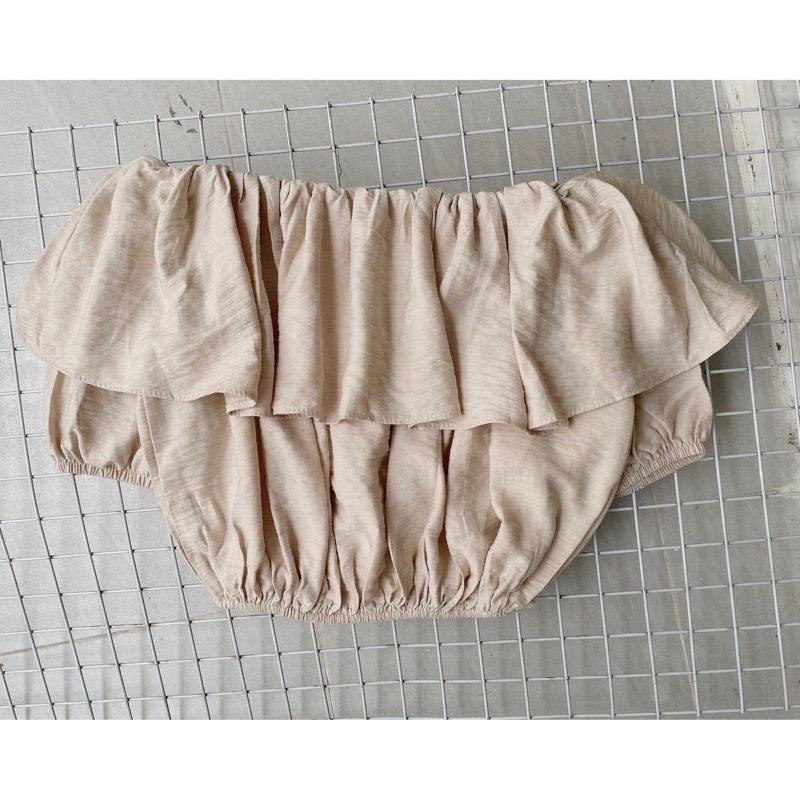   SMOR  Áo trễ vai tầng dây chun bo eo 