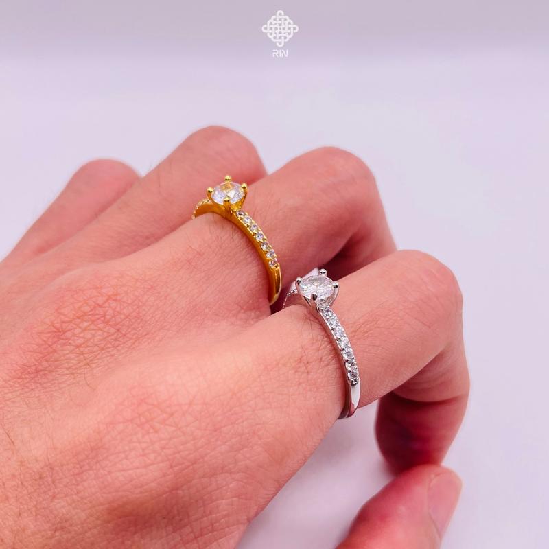 Nhẫn titan không phai không rỉ sét màu vàng hoặc trắng mã 21 Nhẫn titan nữ bền màu trangsucmoiluatuoi.RIN