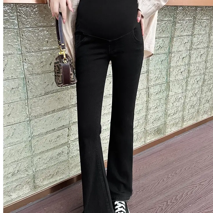 Quần jeans bầu ống loe dáng dài co dãn thoải mái cho mẹ bầu suốt thai kỳ Váy Bầu Đầm Bầu Kem Voi 2
