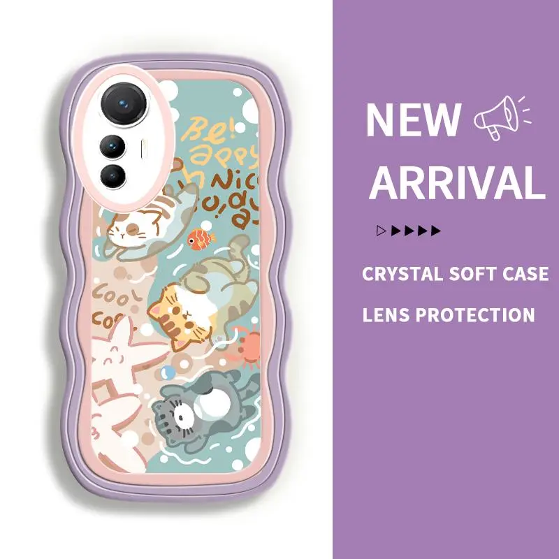 Casing Hp Xiaomi 12 Lite Mi 10T Pro 5G 11T 11T Pro 12T 12T Pro Transparan Pelindung Lensa Lucu Kucing Berenang Silikon Hp Murah Ponsel Silicone