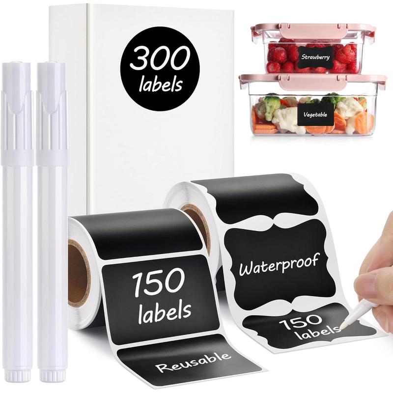 Chalkboard Labels - 300 count Blackboard Stickers with 2 Free Erasable ...