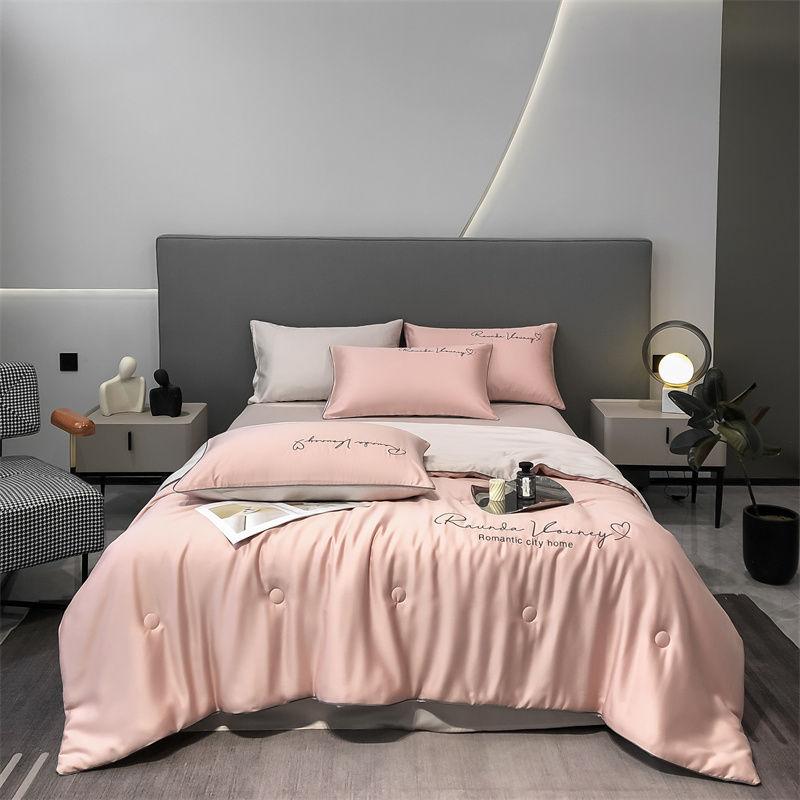 Product Introduction of 2025 Summer Washed Silk Summer Quilt Ice Silk Tencel Summer Quilt Four-Piece Set Double Machine Washable Air Conditioning Quilt Summer Thin Quilt 25