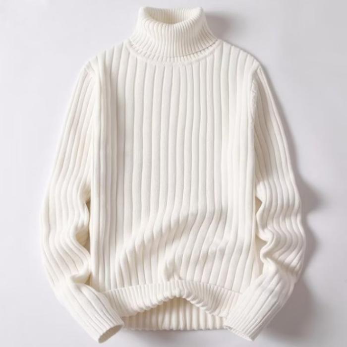 Product Introduction of Winter Men's Turtleneck Sweater Trendy Slim Fit Thickened Base Cotton Knitwear Warm Long Collar Solid Color Cable-Knit Sweater Male Slipper 15