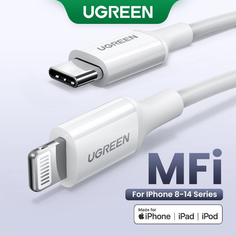 Cáp sạc nhanh UGREEN MFI cho iPhone USB C sang Lightning, tương thích với các dòng iPhone 14 Pro Max