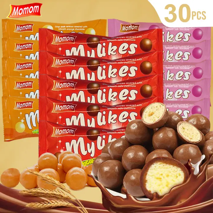 Momom Food MY LIKES CHOCOLATE Snacks, Coated chocolate ball with crisp molt (Bundle of 10pcs) Dessert Bonbon