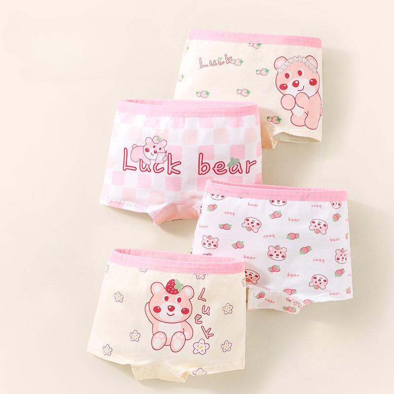 Sét 4 Quần Chíp Bé Gái, Quần Lót Đùi Cho Bé Cute Nhiều Hình Dễ Thương, Chất Liệu Cotton Thoáng Mát CD02