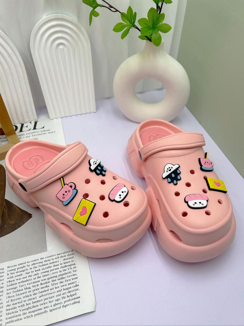 Product Introduction of Women's Cute Cartoon Charm Decorated Clogs, Casual Soft Comfortable Home Slippers, Non-slip Slippers for Indoor & Outdoor Wear, Walking Shoes 1