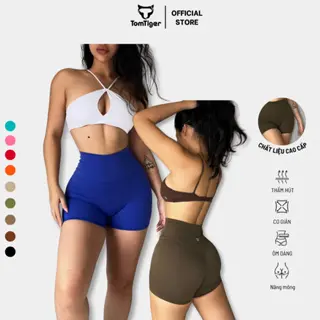 Quần đùi sport nữ tập gym yoga TOMTIGER BUM mềm mịn, co giãn