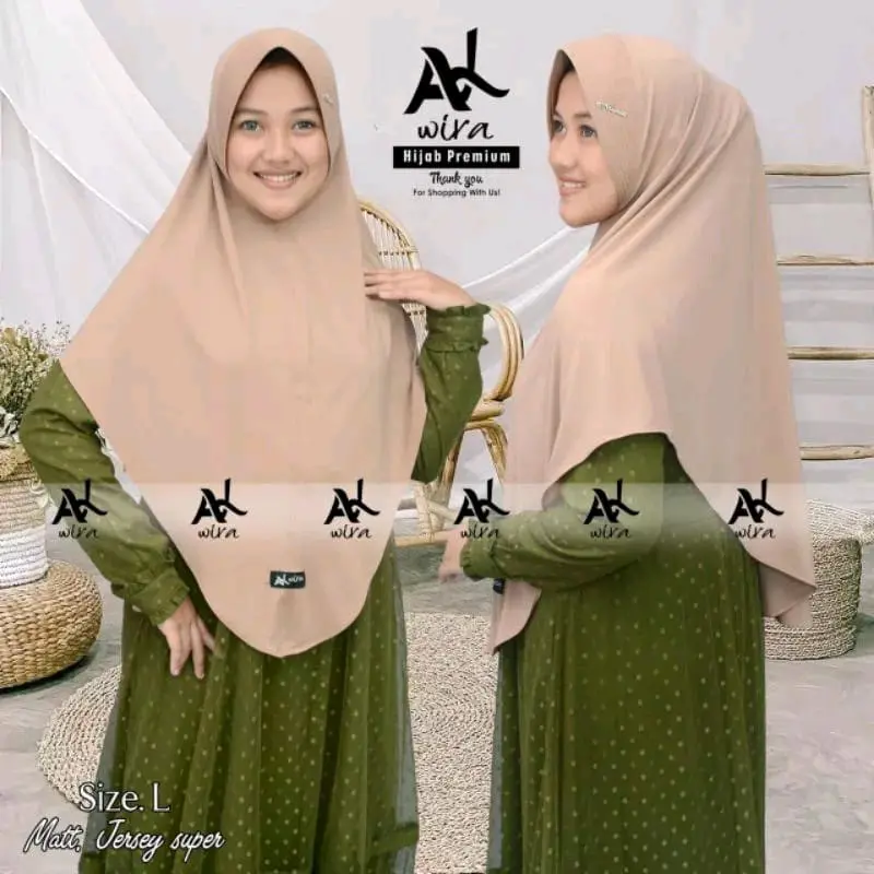 Hijab Bergo Pet Bulan Jersi Premium Muslim Size L Panjang Kerudung Instan Segitiga Oval Terbaru - Putih kerudung