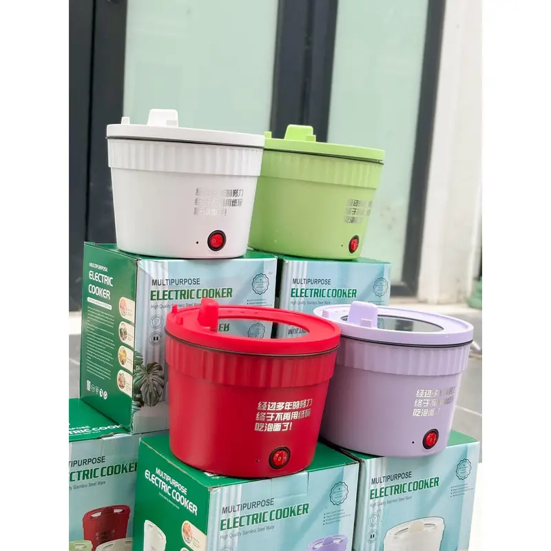 Nồi Lẩu Điện Mini Đa Năng Chống Dính Vân Đá Dung Tích 1,8L, Cốc Lẩu Cô Đơn Hot Có Thể Chiên, Sào, Nấu Mì Dễ Dàng Vệ Sinh Nồi Điện Nấu Ăn 5