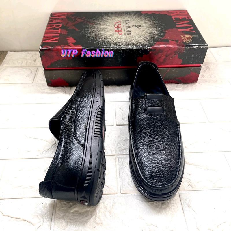 Giày lười nam da bò thật..đế cao su mềm..size từ 39-44..màu đen. đế khâu sẵn  chắc chắn 3