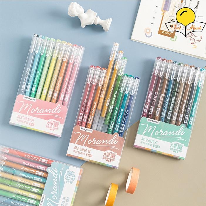 Set 9 bút mực gel Cổ điển nét 0.5mm - bút viết học sinh, văn phòng Languo bút màu đa năng