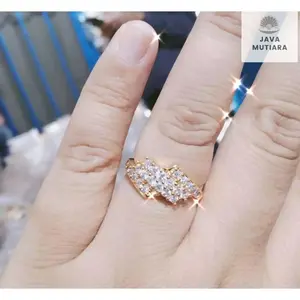 PERHIASAN WANITA CINCIN TITANIUM FULL PERMATA SILANG TERBARU ANTI LUNTUR ANTI KARAT