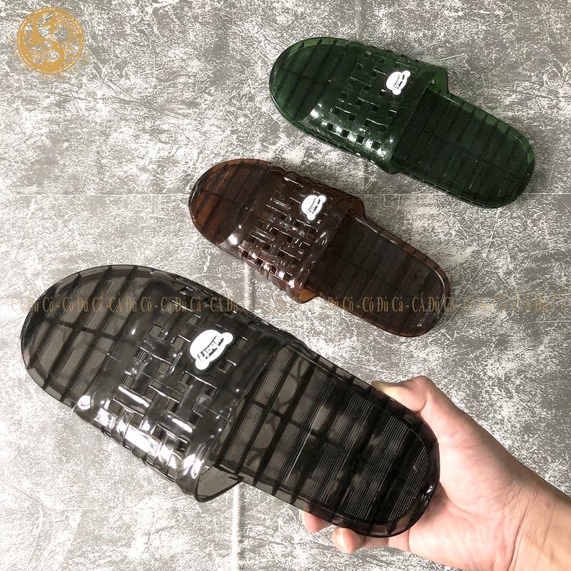 Dép vip mặt gấu dép lê nhựa trong quai ngang đi trong nhà văn phòng nhà tắm chống trơn trượt