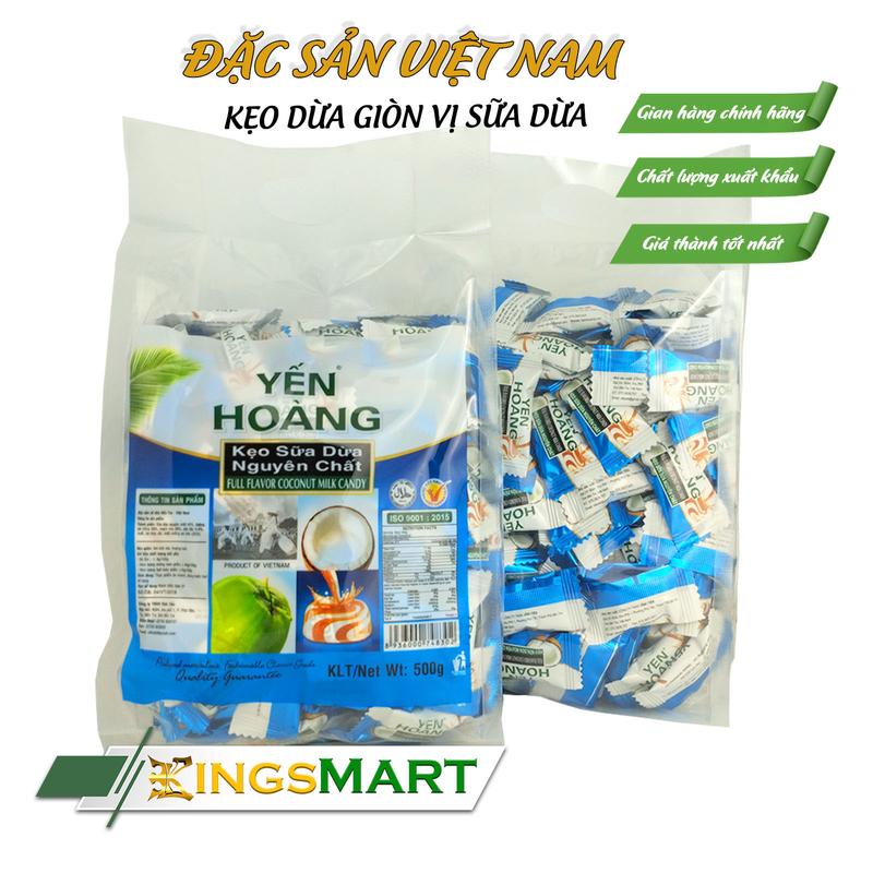Kẹo dừa giòn vị sữa dừa - Thương hiệu Yến Hoàng - Đặc sản Bến Tre - Túi 500g - Kingsmart