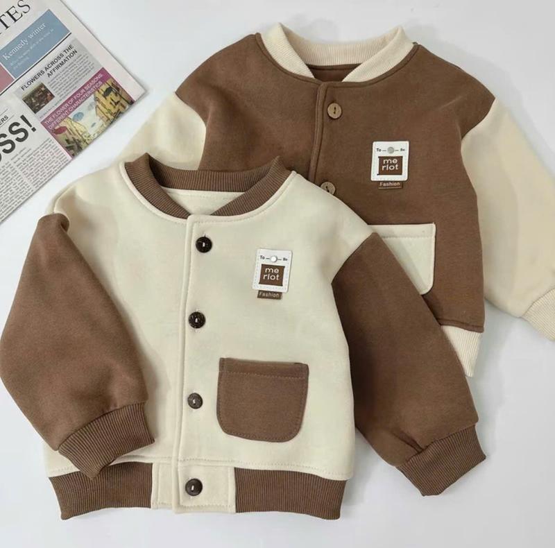 Áo khoác bomber nỉ bông dày dặn  không bai không xù cho bé trai bé gái 8-17kg-24A37