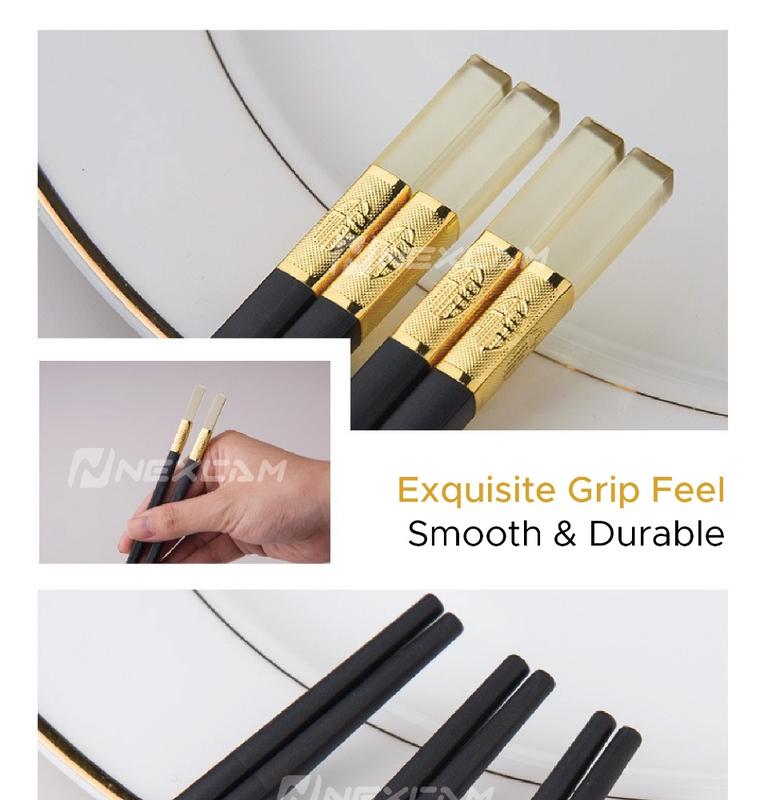 Product Introduction of Gold Alloy Chinese Chopsticks With Slip Resistant Chopstick Tip 5