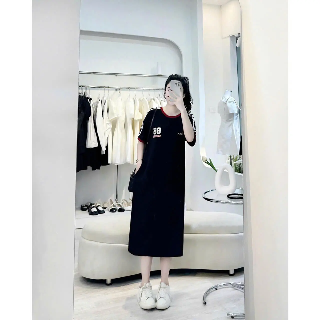 Đầm suông dài , váy suông bầu chất cotton Gemmy Shop suông viền 06