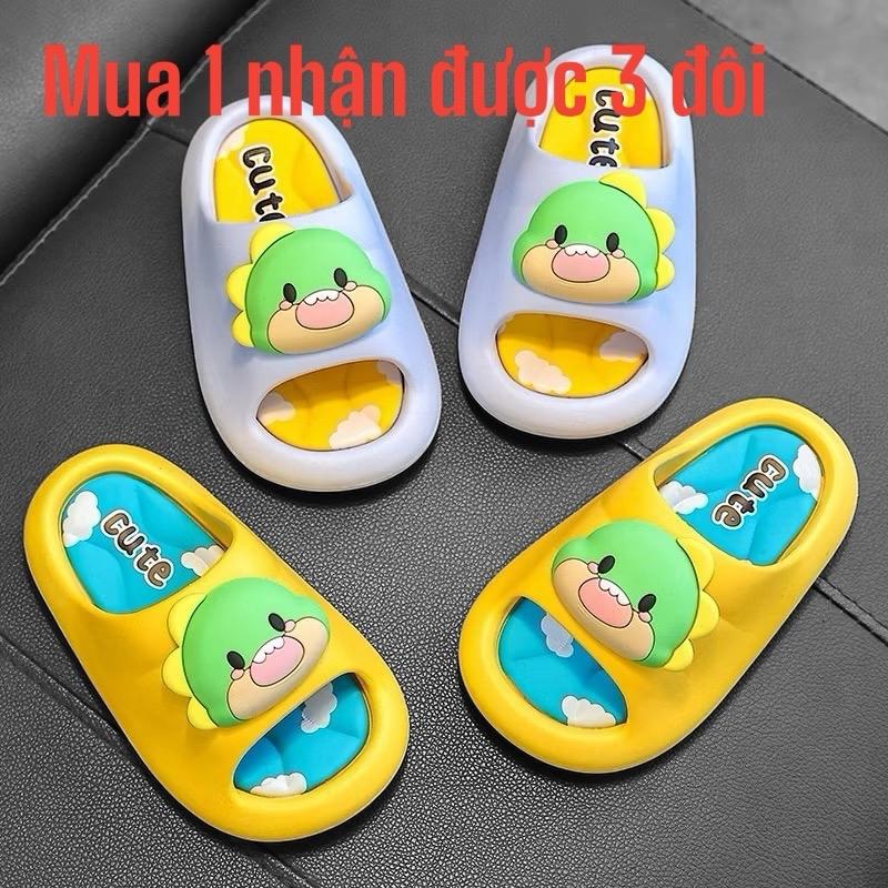 MUA 1 NHẬN ĐỰỢC 3- Dép bánh mì cho bé tria bé gái hình khủng long cute siêu mềm
