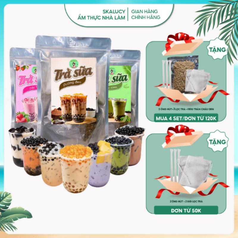 Thời trang Set Trà Sữa Trân Châu Tự Pha, Nguyên Liệu Nấu Trà Sữa Đơn Giản 16 Vị…