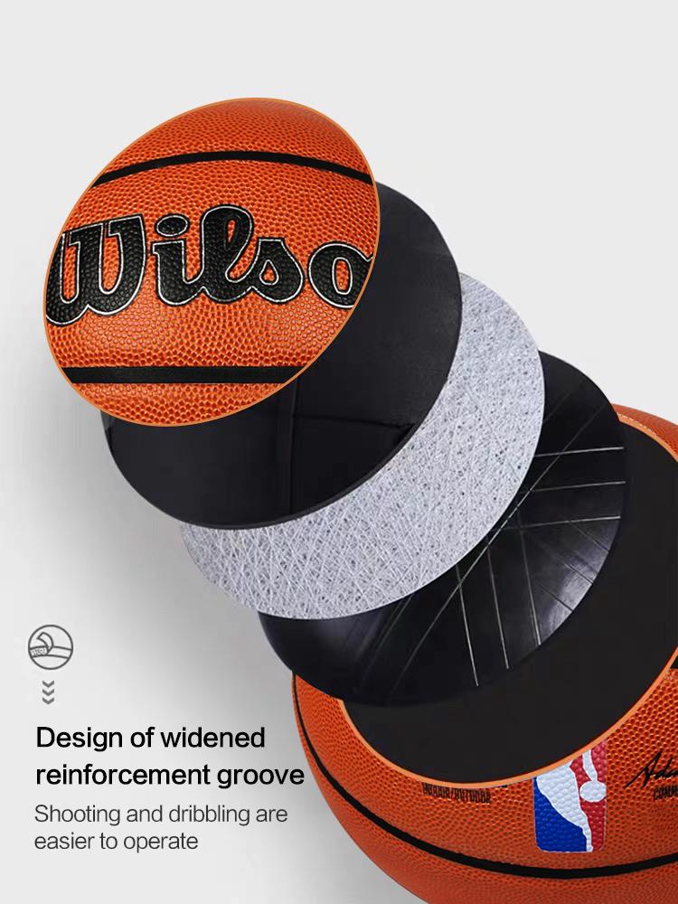 Product Introduction of Wilson Basketball Size 7 Moisture Absorption and Non-Slip Rubber Indoor and Outdoo freebiesr Color Logo 2