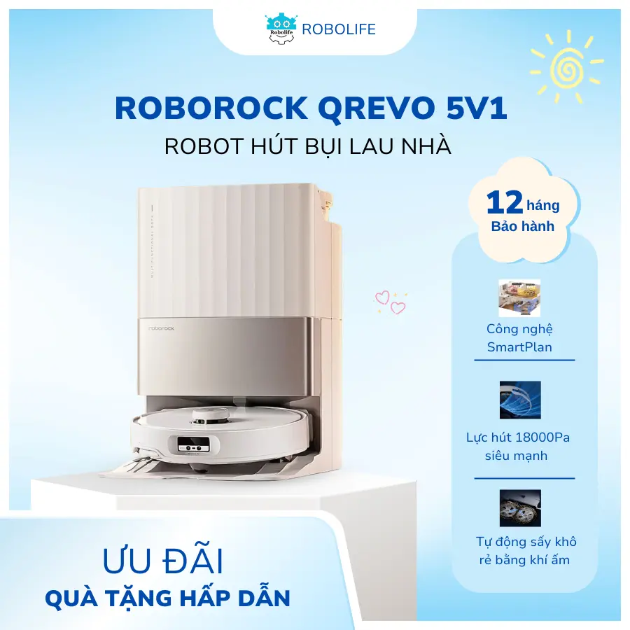 Robot hút bụi lau sàn Roborock Qrevo 5V1 thế hệ mới