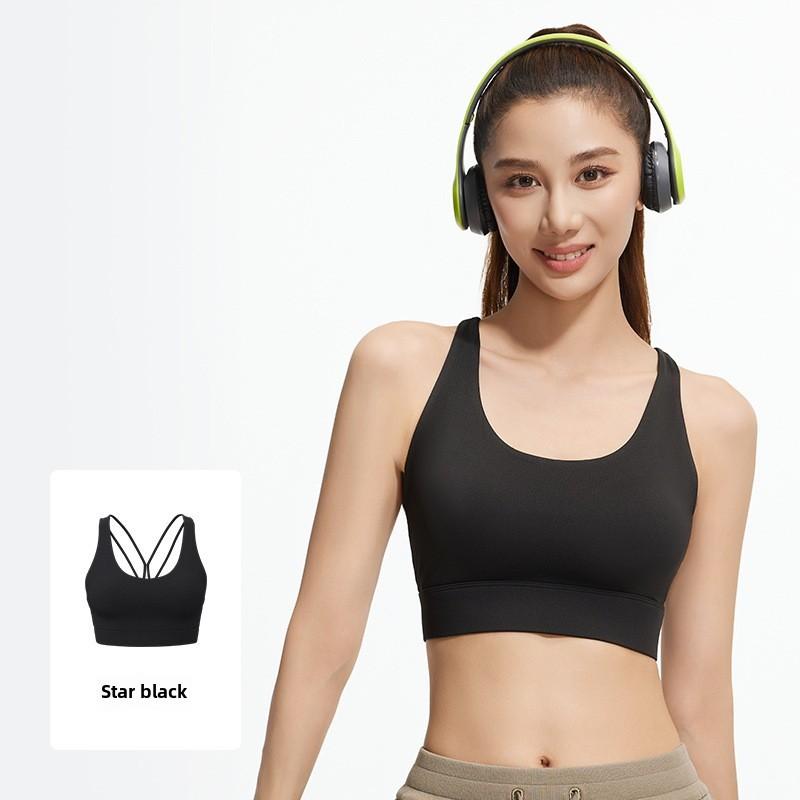 Alo Yoga New Style Back Cross Sports Bra Solid Color Halter Shockproof Gathering Fitness Yoga Underwear 7