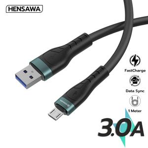 Hensawa สายชาร์จเร็ว 3.0A USB to Type-C Micro ip 1 เมตร รุ่น US5094 สีดำ 1m สายหนา ชาร์จไว ทนร้อน Fast Charge Cable & Sync สำหรับ iPhone Realme vivo และ SmartPhone