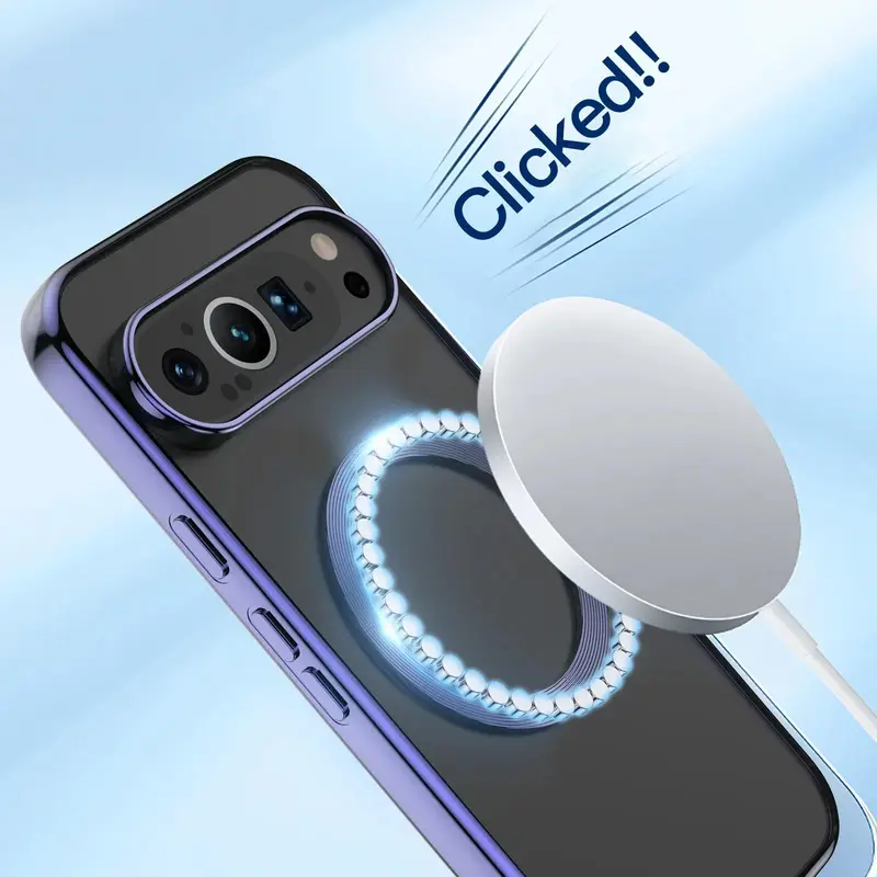Electroplated Magnetic Wireless Charging Phone Case, 1 Count Anti-drop & Anti-fingerprint Phone Protective Cover, Phone Accessories for Google Pixel 8 9 Pro 5