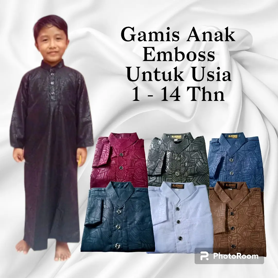 jubah gamis emboss anak usia 1 - 14 tahun