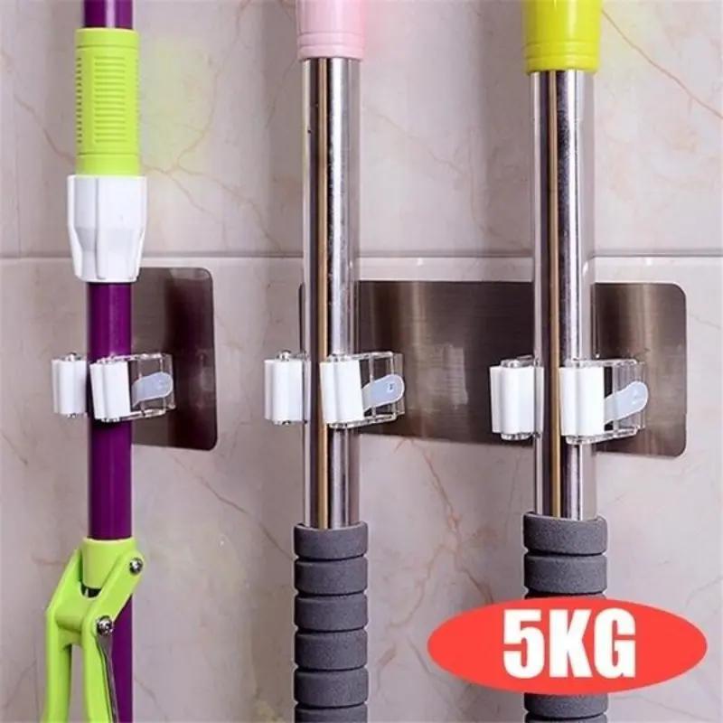 Product Introduction of Mop Hook, 1 Count Adhesive Broom Holder Hook, Wall Mounted Stable Broom & Mop Holder 2