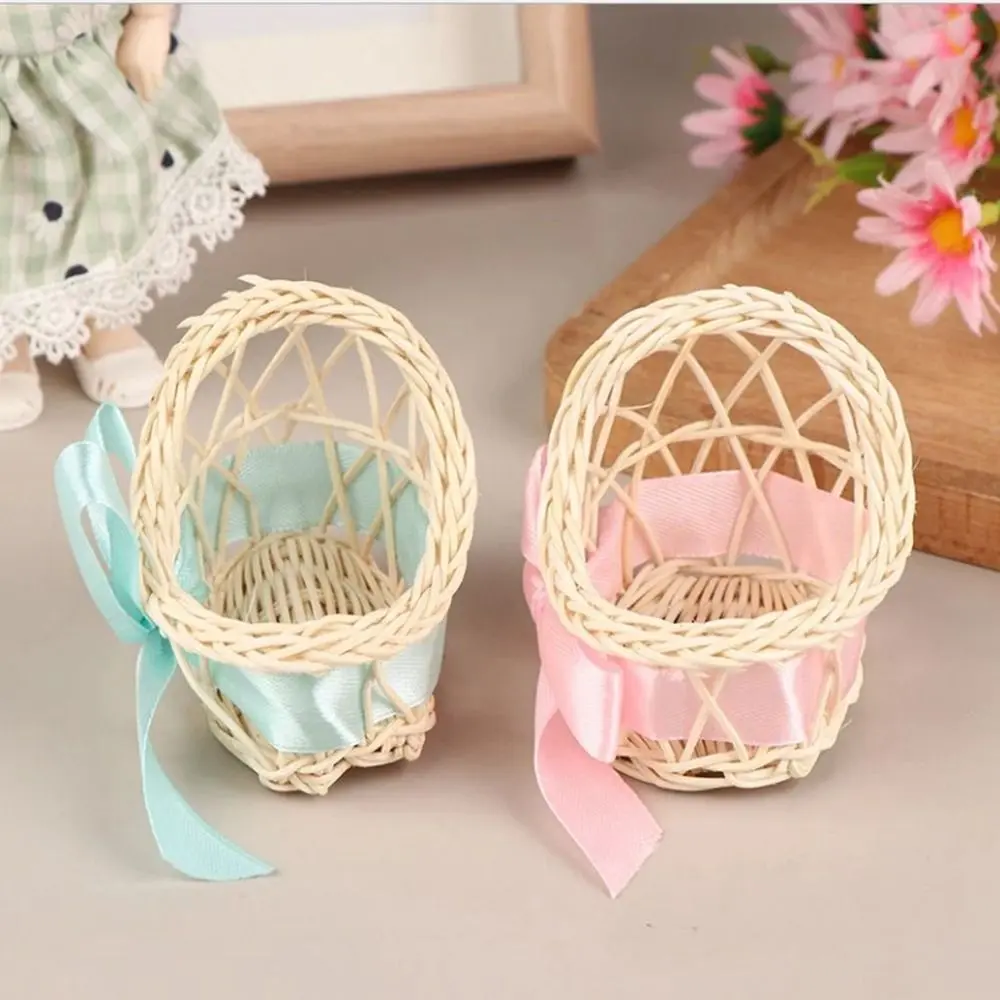 beyonday High Quality 1:12 Dollhouse Miniature Decorate Accessory Kids Toy Nursery Cradle Baby Crib Wooden Hand Woven/Plastic Dollhouse Furniture Toys