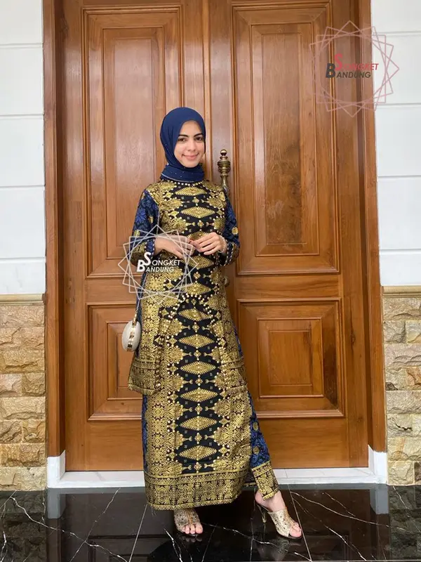 Setelan Diandra Tunik Rok Motif Songket Printing atasan baju Cewek Katun Panjang Tunik Wanita Batik Bawahan 2