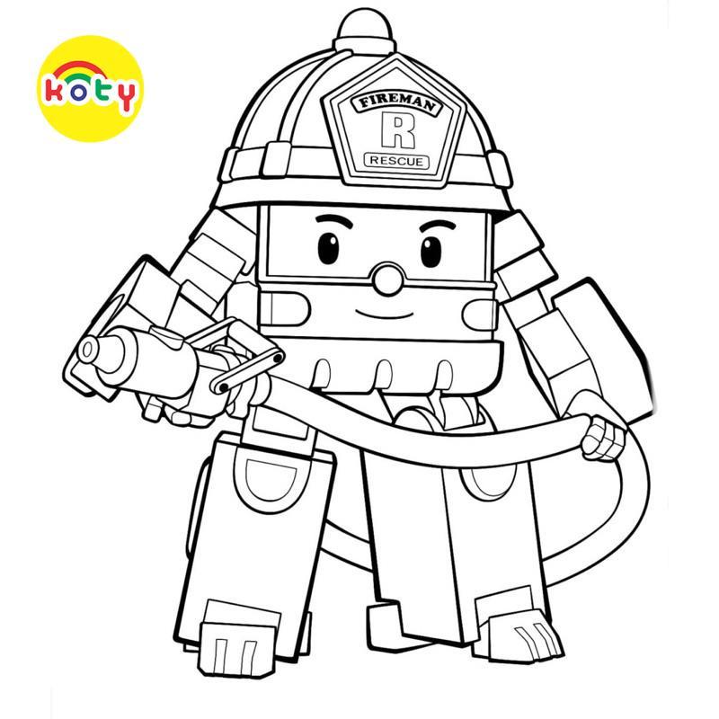 50 Tranh Tô Màu Poli Robocar và những người bạn - Bộ 10 Tờ Tranh Tô Màu A4 A5 Dành Cho Màu Sáp Màu Chì - TRANH TÔ MÀU KOTY Đồ Chơi Toy