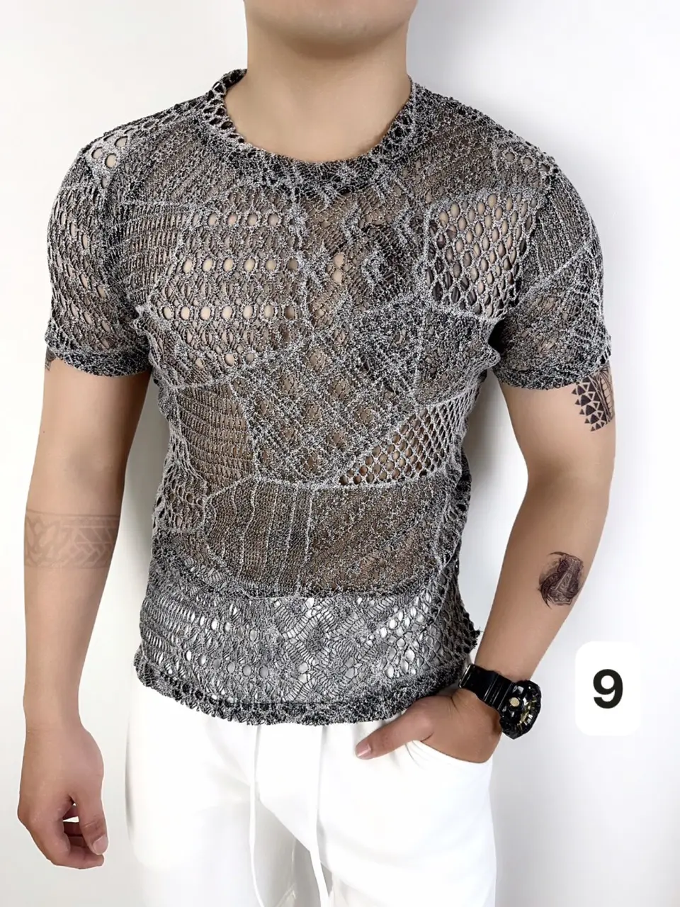 ÁO LƯỚI SIÊU ĐỘC , LẠ   VỪA MỚI CẬP BẾN QCSHOP , ANH EM ỦNG HỘ Ạ HÀNG 100% Y HÌNH Y MẪU Ạ #9 Nam Menswear Cổ Tròn Unisex