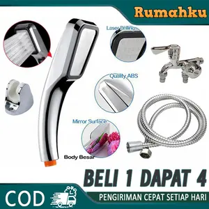 Paket Kran Shower 4in1 Krom Tahan Karat + Hand Shower 300 Lubang - Lengkap Set