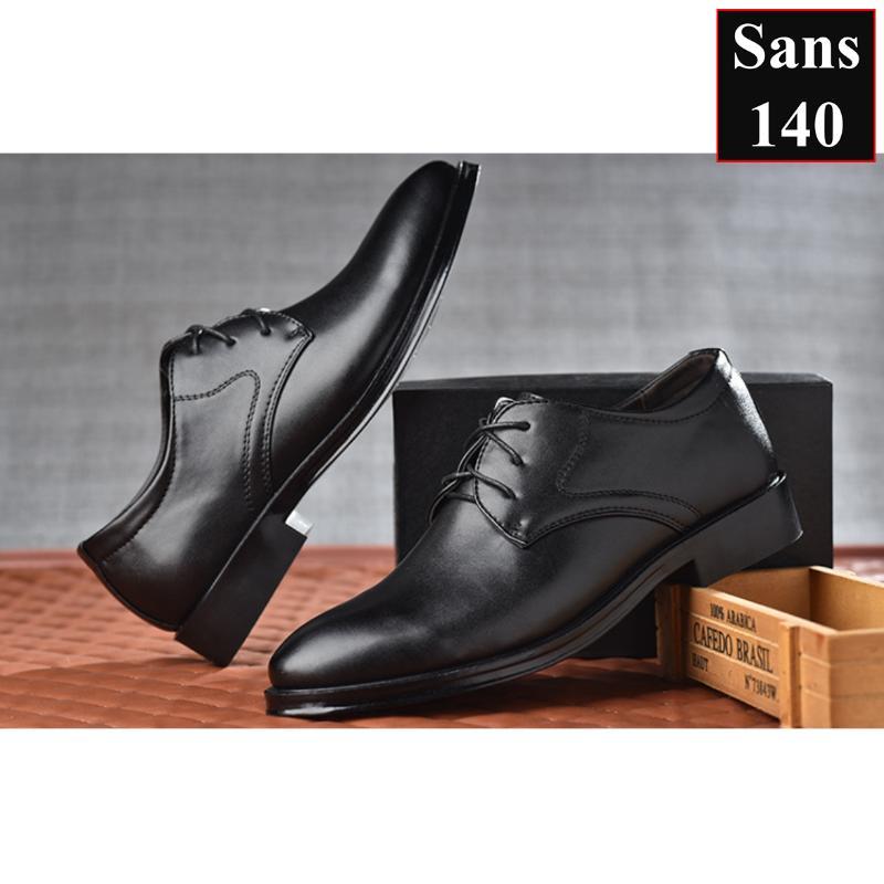 Product Introduction of Giày da nam cao cấp đen Sans140 giầy tây công sở buộc dây derby mũi tròn big size to bigsize cỡ lớn 44 45 46 47 48 49 Cao Su Cao Su 42