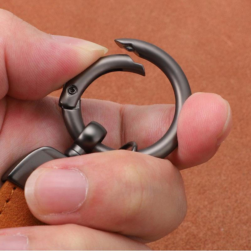 Luxury Matte Leather Keychain Top-end Business Gift For Man Good Quality Black Brown PU Leather Car Key Keyholder Key Chain 3