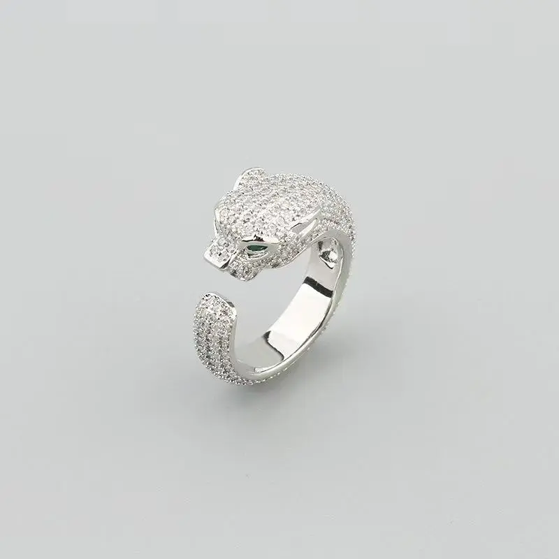 LOZT Jewelry Powerful Adjustable Zircon Leopard Ring Leopard Stud Earrings