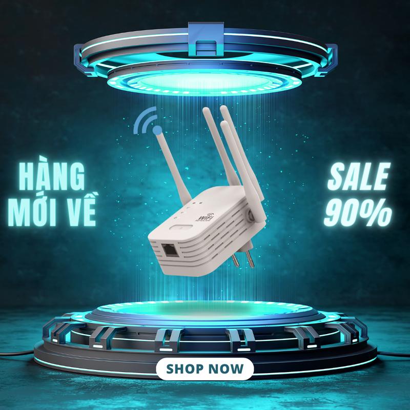 Kích Sóng Wifi 4 Râu Ăng Ten Phát Xuyên Tường Chuẩn N Tốc Độ 300mbps Màu Trắng Bộ Kích Sóng Wifi Thu Phát Mở Rộng Khuếch Đại Sóng Wifi USB Wifi Kiêm Router Wifi Băng Tần Rộng