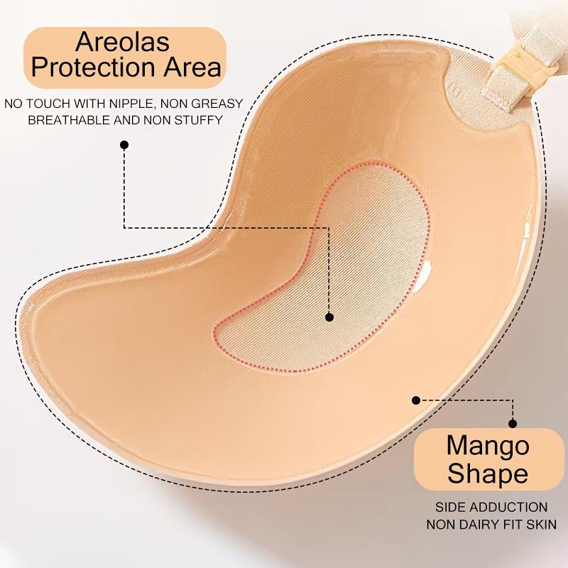 [Self-Adhesive Lifting Bra] Strapless Self-Adhesive Mango-Shaped Invisible Stick-On Bra | Black & Beige, Womens Lingerie Underwear Accessory, Seamless, Slip-Proof  Fabric Womenswear  Polyester Comfort 1